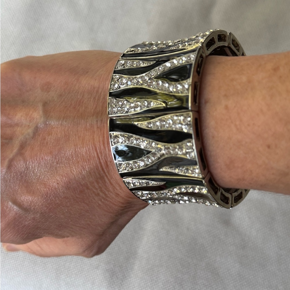 Silver and Black Rhinestone Bracelet